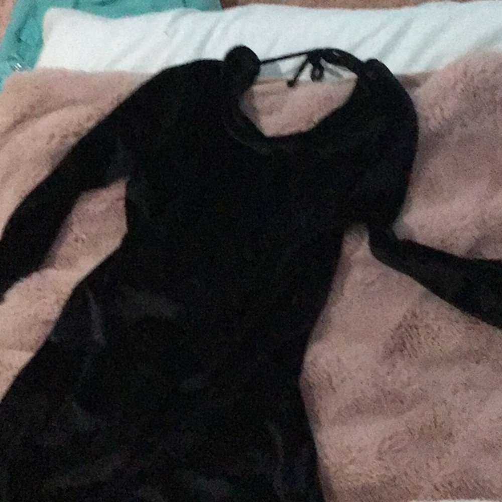 Velvet black crossed dress